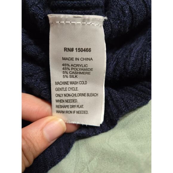 Market & Spruce xl women's navy blue knit sweater 3/4 sleeves - Picture 5 of 7